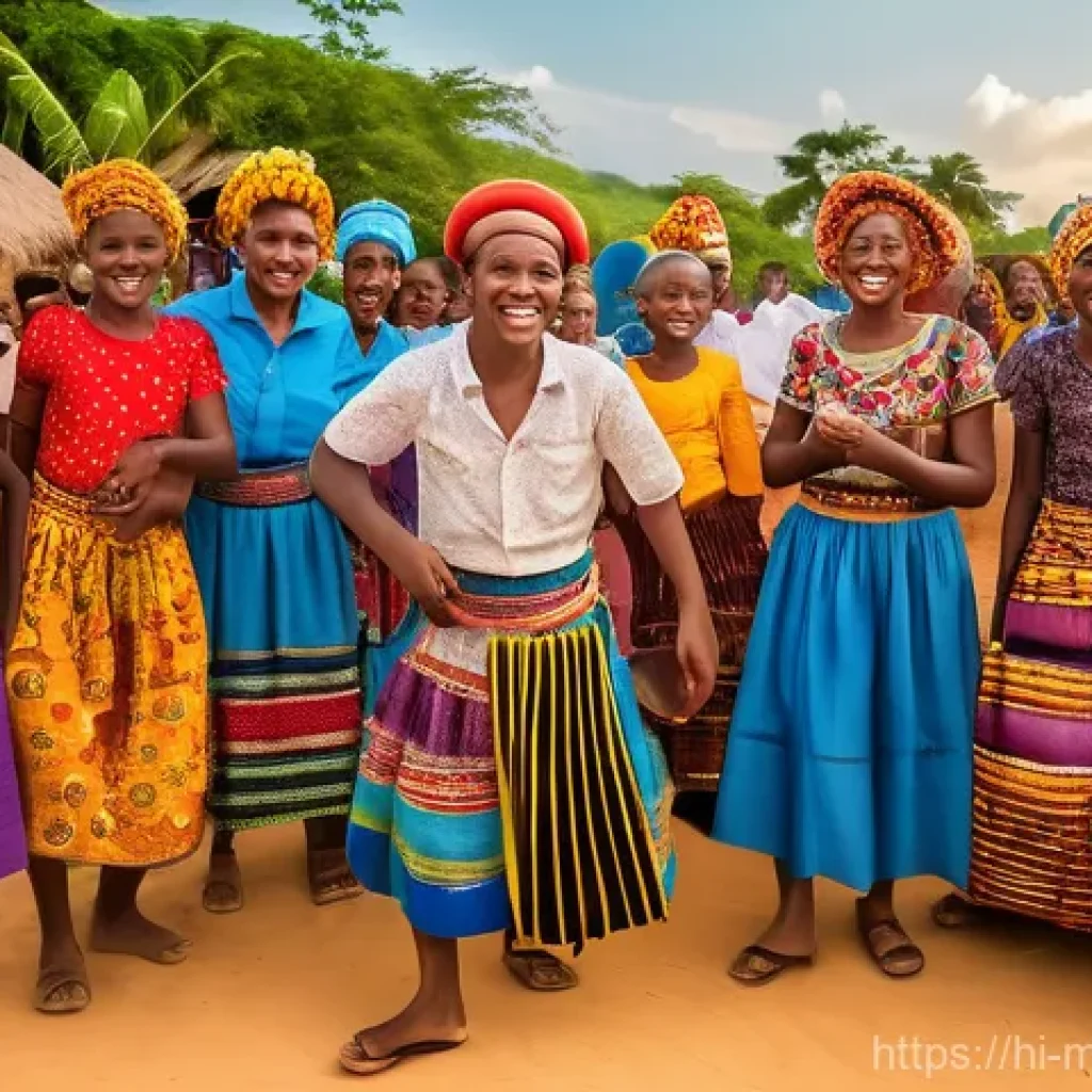 모잠비크의 주요 민족과 문화 - **A Vibrant Mozambican Marabí Celebration:**
An energetic outdoor scene in a lively Mozambican v...