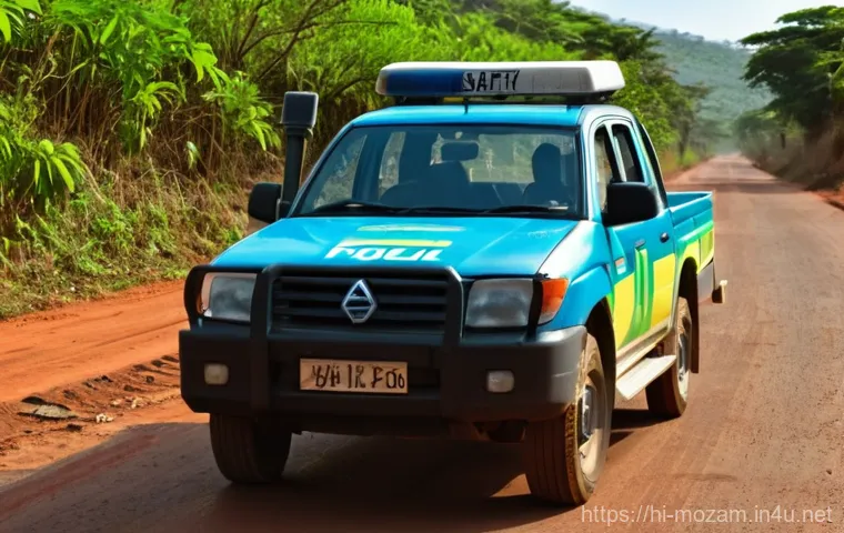 모잠비크의 대중교통 안전 수준 - **Prompt:** A safe and calm night scene in a Mozambican city. A modern, dark-colored (not yellow or ...
