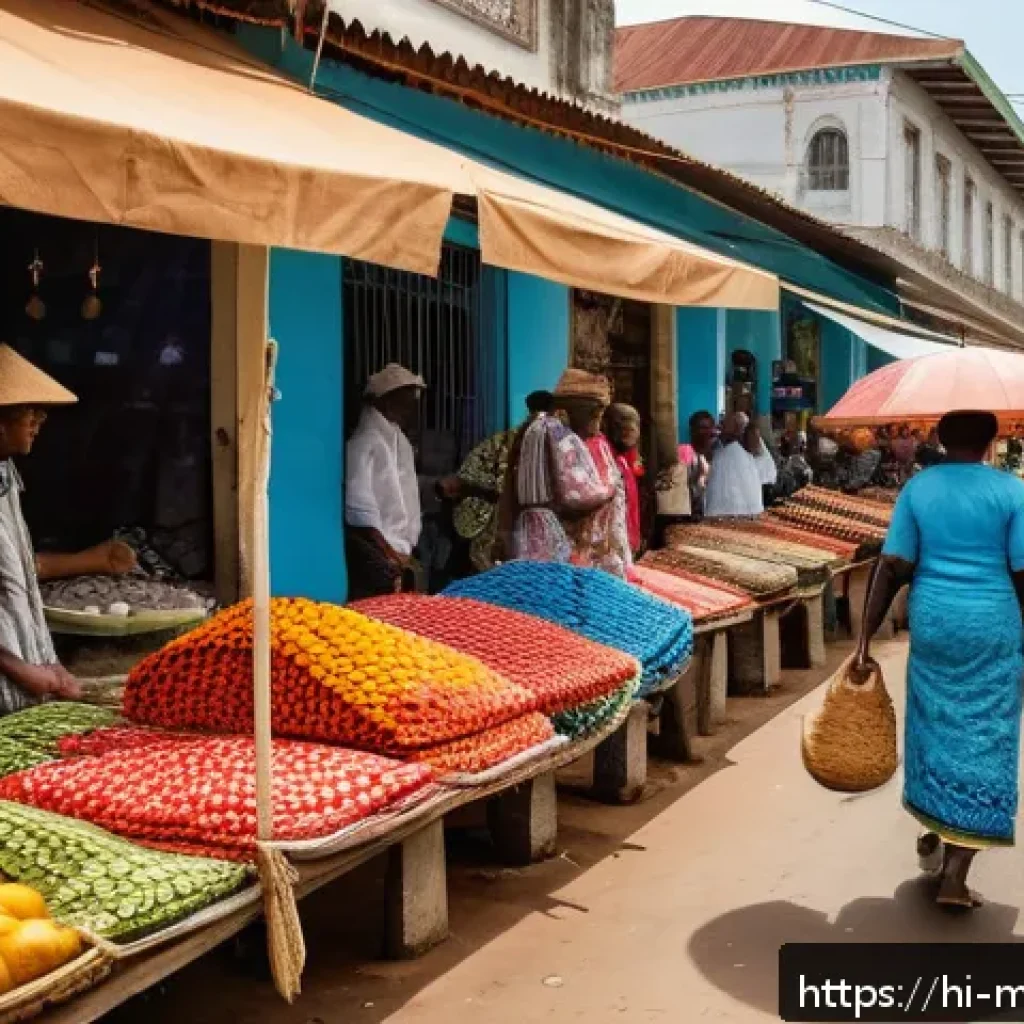 마푸투 역사 기행 - A vibrant street scene in Maputo featuring a bustling local market filled with colorful traditional ...